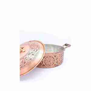 Vente chaude à prix raisonnable Exportateur de plats de service blanc et or de l'Inde Ensembles d'ustensiles de cuisine Pot de service en cuivre sûr - Product Image 5
