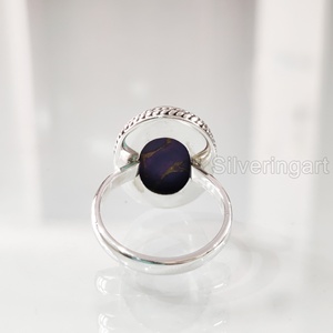 Bague Femme Naturel Violet Cuivre Turquoise Pierre Précieuse Décembre Pierre De Naissance Simple Bande Bijoux Faits À La Main Bague En Argent Sterling 925 - Product Image 5