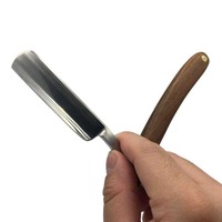 Rasoir droit pliant de haute qualité à lame unique, manche en bois, pour barbier, barbe et corps, pour hommes, en acier inoxydable J2
