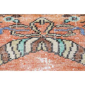 Tapis vintage 2,1x3,9 pieds, tapis turc, tapis à motifs floraux orange en laine - Product Image 5