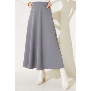 Women's Gray <b>Straight</b> Flared <b>Skirt</b> - Product Image 4