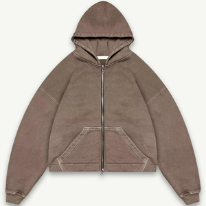 Service OEM, faible MOQ, vente en gros, sweat à capuche d'hiver uni en coton 100% vierge, effet vieilli, logo personnalisé, coupe classique, écologique - Product Image 3