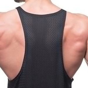 <b>Fishnet</b> Mesh See-Through Polyester Flatlock Seam Tank Top Bodybuilder Gym Muscle Fitted Tank Top With Close Strap For Power Lift - Product Image 4