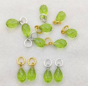 Péridot Quartz minuscule larme pierre précieuse pendentif fil enveloppé or Vermeil pierre de naissance goutte breloques pour la fabrication de bijoux - Product Image 3