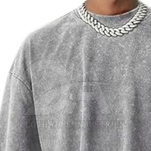 เสื้อยืดโอเวอร์ไซส์ทรงหลวมสำหรับผู้ชาย ผ้าคอตตอนหนา ซักฟอกแบบแอซิดวอช เสื้อยืดโอเวอร์ไซส์ผ้าคอตตอนเรียบง่าย ซักฟอกแล้ว ระบายอากาศได้ดี - Product Image 4
