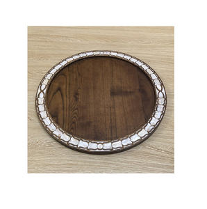 Assiette de service en chocolat en bois et nacre de luxe faite à la main pour l'affichage de desserts de mariage de fête d'hôtel - Product Image 6