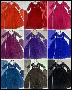 ชุดเดรสผ้า Georgette Anarkali มีสไตล์สำหรับผู้หญิงปักลายเสื้อคอเสื้อสำหรับเทศกาลปาร์ตี้ดีไซน์บานแบบคลาสสิก - Product Image 2