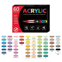 Ensemble de 60 marqueurs de peinture acrylique liquide directe de qualité supérieure, marqueurs d'art pour fournitures scolaires