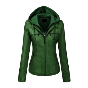 Chaqueta de Cuero Genuino para Mujer, Superventas de Invierno, Diseño Personalizado, Color Plus, Transpirable, con Capucha, Forro de Spandex, Logotipo Personalizado - Product Image 1