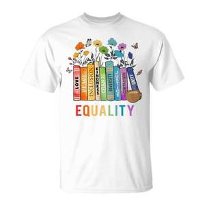 Camiseta con Estampado de Flores de Igualdad, Artículos Promocionales con Mensajes de Amabilidad, Paz, Amor y Igualdad - Product Image 1