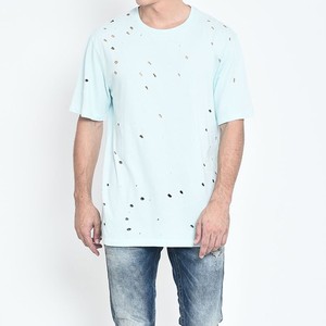 T-shirt homme déchiré à manches courtes, col rond, en jersey de coton, style streetwear décontracté, motif à pois, coupe classique - Product Image 3