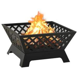 Fuerte pozo de fuego de hierro forjado en forma de triángulo con acabado rústico negro y parte superior abierta profunda perfecta para el calor del fuego al aire libre - Product Image 6