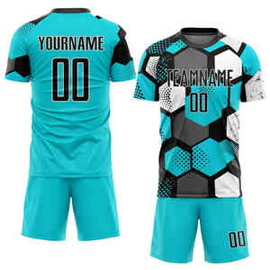 Nouveau maillot de football imprimé par sublimation personnalisé + ensemble de shorts séchage rapide respirant écologique 100% polyester Logo personnalisé haut - Product Image 4