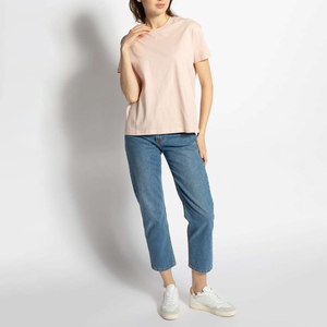 T-shirt ajusté à col rond de haute qualité pour femmes 100% coton Jersey Logo personnalisable imprimé respirant Style décontracté pour l'été - Product Image 2