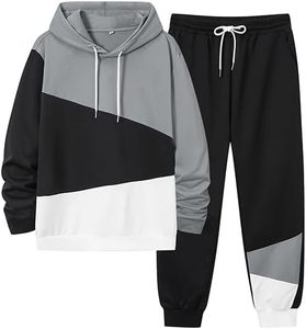 Ensemble de survêtement pour homme 2 pièces, sweat-shirt et pantalon de survêtement athlétique à blocs de couleur, sweat-shirt décontracté, jogging, ensemble de pantalons de survêtement pour homme - Product Image 1