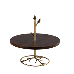 Best Selling High Quality Wooden <b>Cake</b> Stand with Gold Calla Lily Design <b>Wedding</b> Ware Serving Stand for Cupcakes Snacks <b>Cakes</b> Lid - Product Image 5