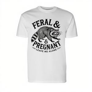 Camiseta de Manga Larga con la Frase 'Feral and Pregnant Leave Me Alone', Producto Humorístico para Embarazadas, para Promoción - Product Image 2