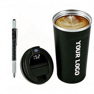 Logo <b>Smart</b> Led Temperature Display Promo Business Gift Coffee Mug Digital Stainless Steel Tumbler Travel Water Bottle - Product Image 1