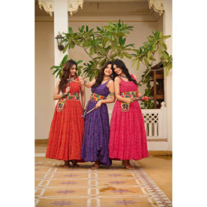 Star Style Navratri Gamathi Work Gown | 12 Meter Full Flair <b>Bollywood</b> Festival <b>Outfit</b> | Garba & Wedding Celebration Dress - Product Image 1