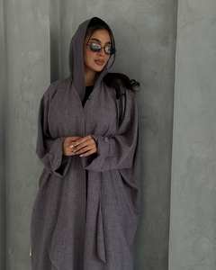 Handmade XXL Luxury Dubai Style Black Silk Abaya <b>Long</b> Sleeve Anti-Wrinkle Adults Beautiful <b>White</b> Embroidery Traditional Muslim - Product Image 4