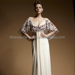 UAE Fashionable Women Amazing Neck and Sleeves Style Kaftan With Embroidery on <b>Net</b> <b>Fabric</b> on Top - Product Image 1