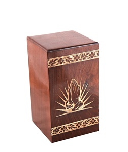 โรสวูดเผาผลาญสําหรับเถ้ามนุษย์ผู้ใหญ่ขนาดใหญ่ - โรนฝังศพไม้สําหรับคอลัมบาเรียม - กล่องโคลนศพ (มืออธิษฐาน) - Product Image 2