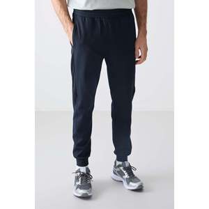 Pantalon de survêtement pour homme bleu marine texturé, coupe standard, brodé - 82126 - Bleu marine - Product Image 1