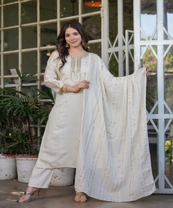 Africano Vestuário Paquistanês Salwar Kameez Mulheres Vestidos Pronto Feito Meninas Crianças Senhoras Ternos Cor Branca De Veludo Vintage - Product Image 2