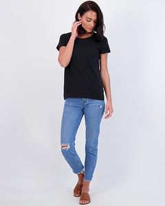 โปรดิวเซอร์เสื้อยืดคอกลมแขนสั้นผ้าฝ้ายคลาสสิกสำหรับผู้หญิง - Product Image 2