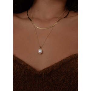 Collier de perles d'eau douce baroques en forme de goutte d'eau avec sertissage clos, plaqué or 14K/18K et or rose, style tendance pour cadeau - Product Image 5