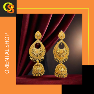 Juego de pendientes de la mejor calidad 100% con diseño de lujo de 22CT chapado en oro estilo Jhumka pendientes joyería para mujer desgaste por exportadores - Product Image 3