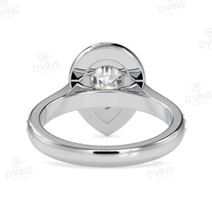 Bague de fiançailles en or 14 carats VVS Lab Diamond Solitaire en forme de poire avec de l'or 18 carats pour les fêtes - Product Image 4