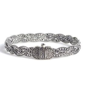 Bracelet en argent sterling 925 fait main, fil torsadé et tresse ondulée, bijoux fins à maillons et chaînes - Product Image 1