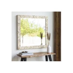 Floral Bone Inlay Mirror Frame Handmade by Indian Craftsmen for <b>Bedroom</b> <b>Vanity</b> and Modern Home Interior Wall Decor - Product Image 3