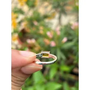Natural Baguette Citrine <b>Ring</b> 925 Sterling Silver Handmade Gemstone Jewelry Wholesale Supplier - Product Image 6