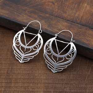 Vente en gros 925 argent Sterling feuille boucle d'oreille Mandala géométrique cerceaux accessoire de mode pour les femmes cadeau - Product Image 5