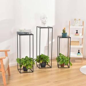 El mejor precio al por mayor, soporte de flores de hierro de Metal, acabado en negro, tamaño alto, maceta para interiores, forma hexagonal, decoración de boda - Product Image 5