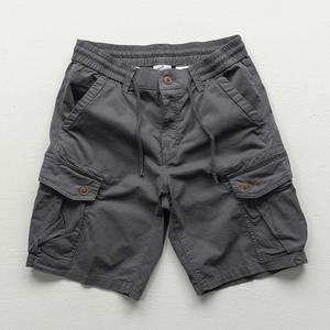 Shorts cargo américains sportifs amples pour hommes, nouvelle collection été, micro-élasticité, coupe droite, kaki uni, séchage rapide, personnalisable - Product Image 2