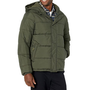 Nouvelle arrivée, veste d'hiver matelassée pour homme, à capuche, fermeture éclair, unie, en toile, style urbain, Green North Face - Product Image 6