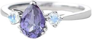Anillo de mujer Alejandrita natural y piedra lunar del arco iris Piedra preciosa Piedra natal de Junio Joyería hecha a mano pequeña Anillo de plata esterlina 925 - Product Image 2