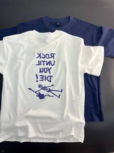 T-shirt décontracté en coton 100% tricoté imprimé uni à manches courtes respirant écologique pour femmes et hommes de haute qualité en grande taille - Product Image 3