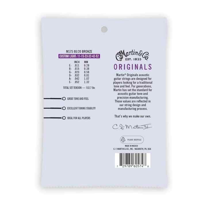 M175, 80/20 Bronze, Acoustic Guitar String-(11-52)-pick Gift