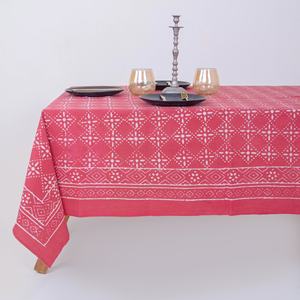 Nappe en coton indien faite à la main avec impression Dabu, taille personnalisée, motif floral lavable, idéale pour mariages, fêtes et hôtels - Product Image 1