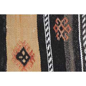 Tapis Kilim, tapis turc de 4,2 x 8,8 pieds, tapis noir à motifs floraux en laine - Product Image 5