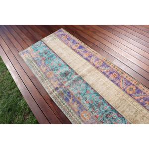 Tapis turc vintage, tapis de 2,8 x 6,8 pieds, tapis persan à accents bleus - Product Image 3