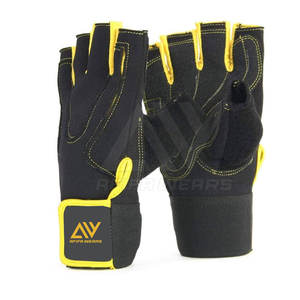 High Quality Leather <b>Fingerless</b> Sports <b>Gloves</b> for Gym Training Weight Lifting and Fitness Custom Printed Logo Workout Gear - Product Image 1