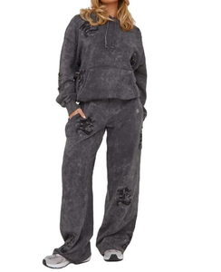 Conjunto Deportivo Holgado de Dos Piezas para Mujer, Estilo Informal, Lavado Ácido, Personalizado - Product Image 5