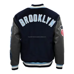 Chaqueta Varsity para Hombre OEM, Mezcla de Lana, Cuello Alto, Estilo Urbano, Color Personalizado, Logotipo Bordado en la Parte Delantera - Product Image 2