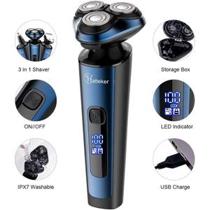 Kit de Afeitado Eléctrico Recargable Inalámbrico para Hombre, Maquinilla de Afeitar Rotativa con Función Húmeda/Seca, Resistente al Agua IPX7 para el Cuerpo - Product Image 4