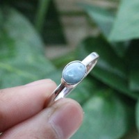 Bague en argent Sterling 925 Larimar bleu naturel ~ bijoux faits à la main ~ pierre naturelle ~ cadeau de bague Larimar bleu pour elle